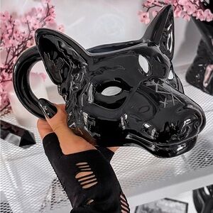 Black Ceramic Dog Hellhound Mug coffee- cup by Killstar
